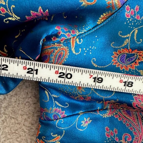 Vintage Bonnie Boynton Crop Blazer Jacket Silky Asian Paisley Tasseled Boho - Picture 3 of 16